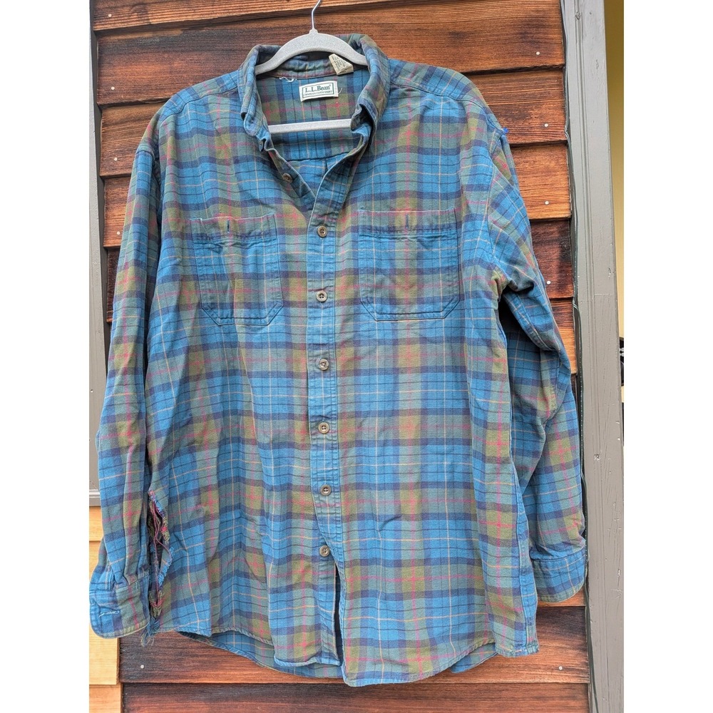 Vintage LL Bean Mens XL Tall Y2K Plaid Flannel Button Down Shirt Gorpcore read